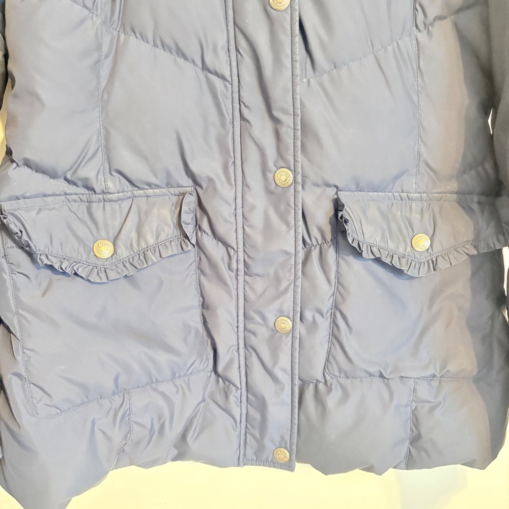 Betsey Johnson Puffer Jacket Blue Faux Fur Trim Hood Down Fill Small - Picture 9 of 16